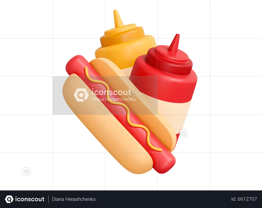 Hotdog With Ketchup  3D Icon