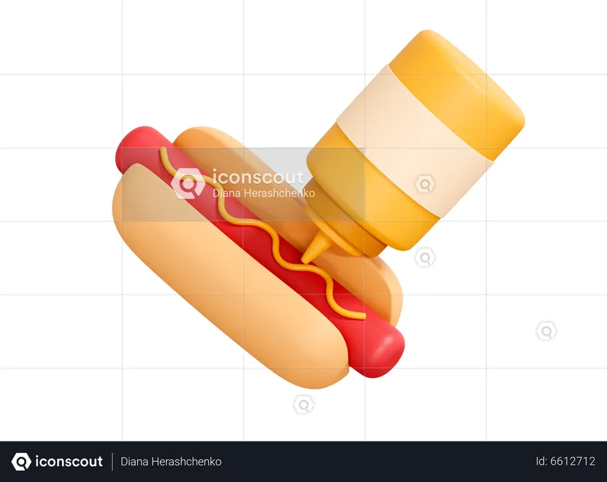 Hotdog With Mustard  3D Icon