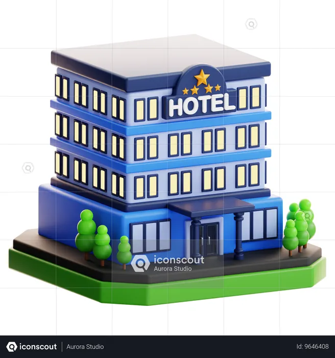호텔  3D Icon
