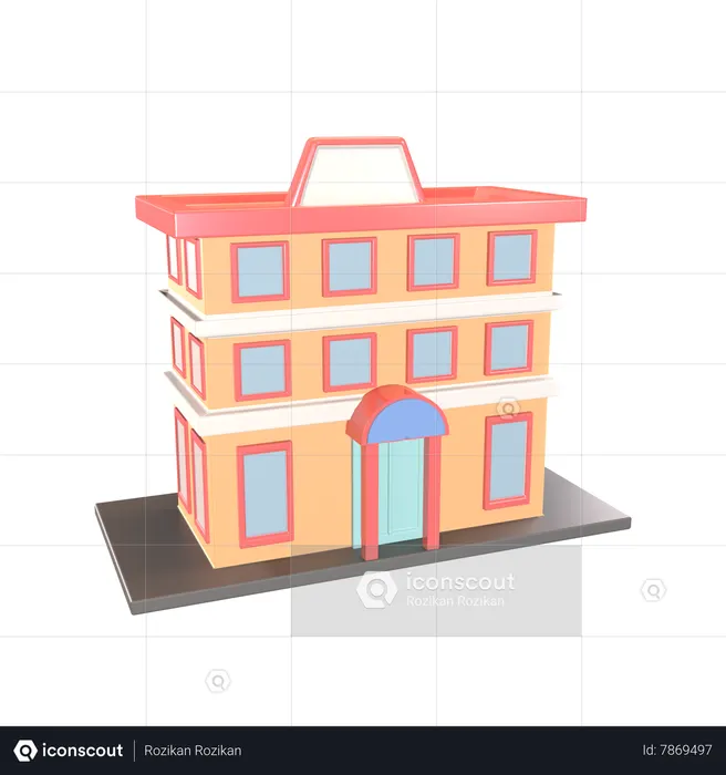 Hotel Building  3D Icon