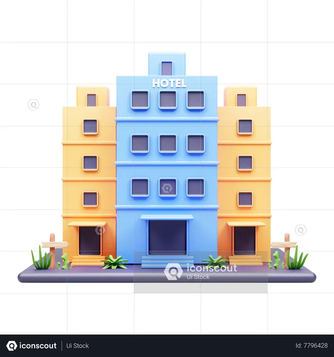 Hotel Building  3D Icon