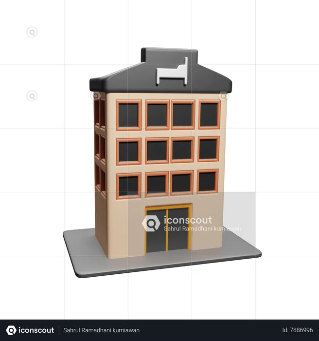 Hotel Building  3D Icon