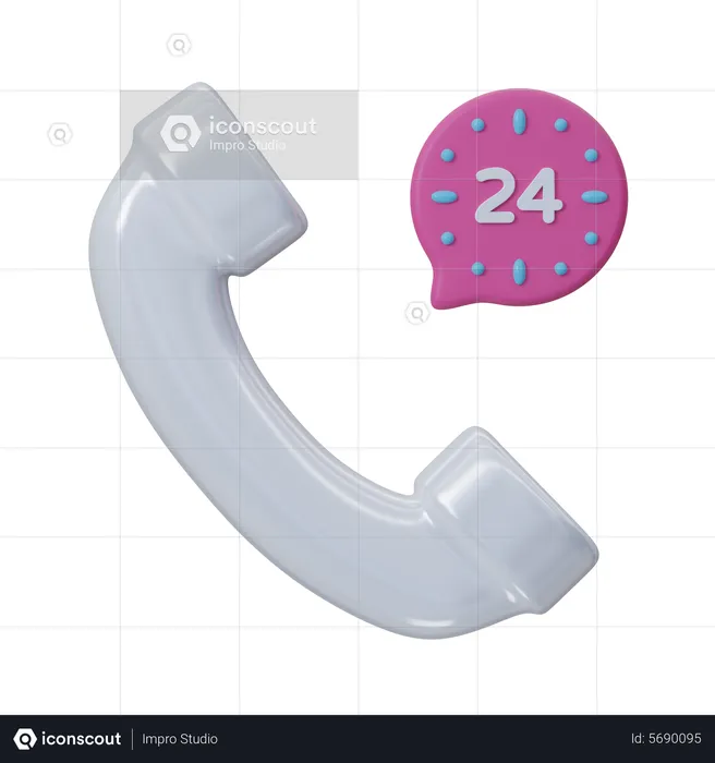 Hotline 24 Hours  3D Icon