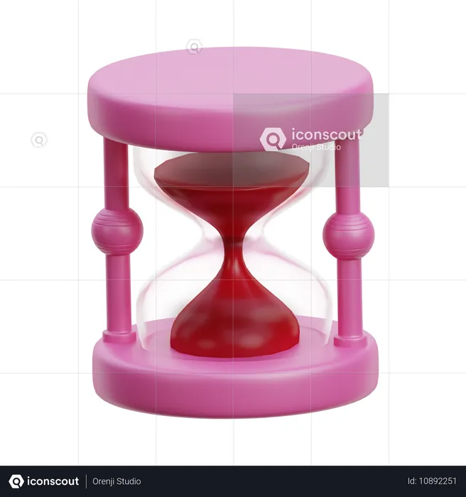 Hourglass with Red Sand  3D Icon