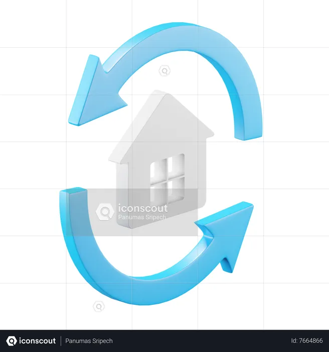House And Circle Arrow  3D Icon