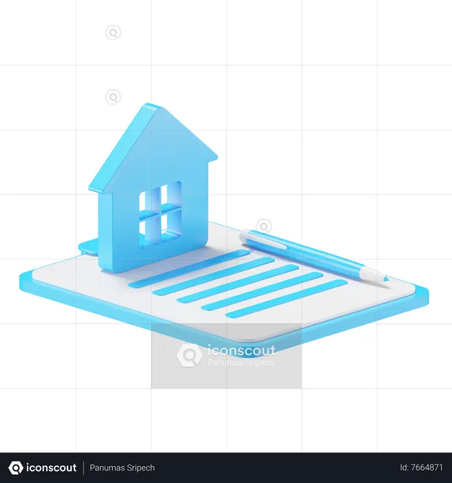 House And Contract  3D Icon