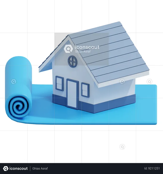 House Blueprint  3D Icon