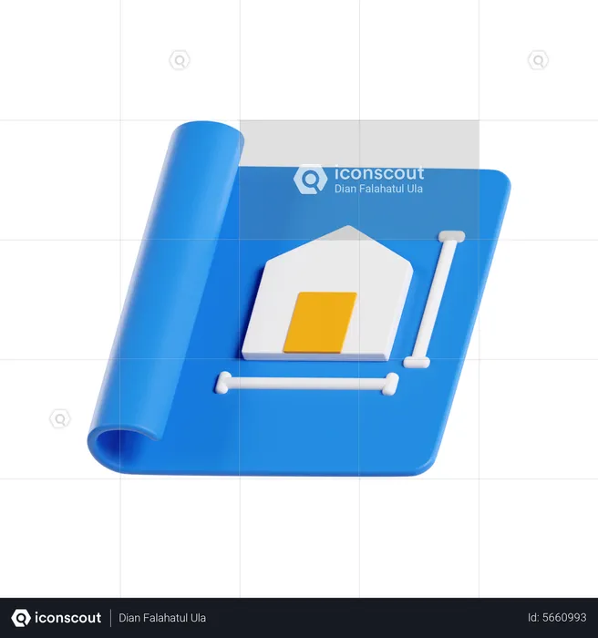 House Blueprint  3D Icon