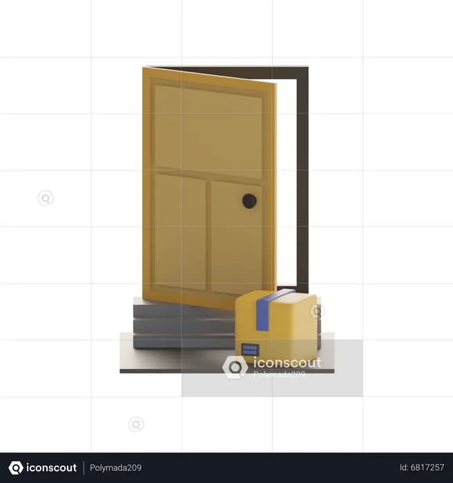 House Door With Package Box  3D Icon