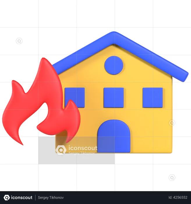 House Fire  3D Illustration