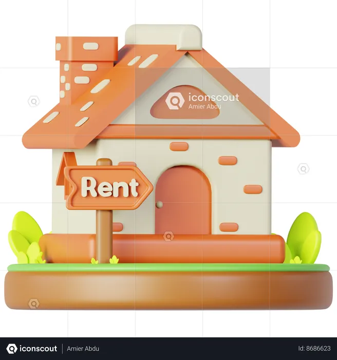 House For Rent  3D Icon