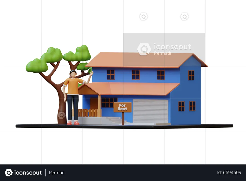 House for Rent  3D Illustration