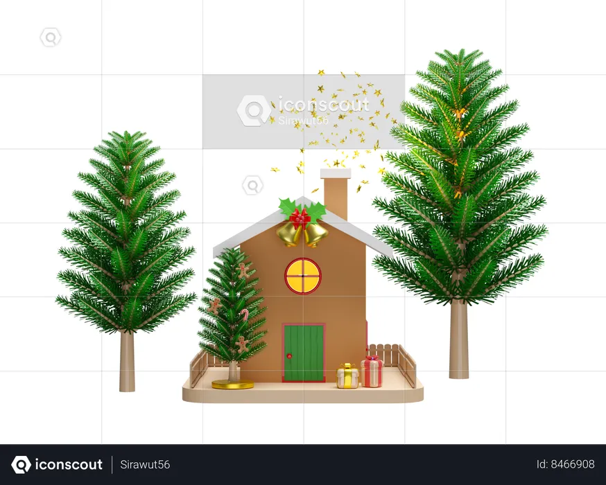 House members are decorating christmas tree  3D Illustration
