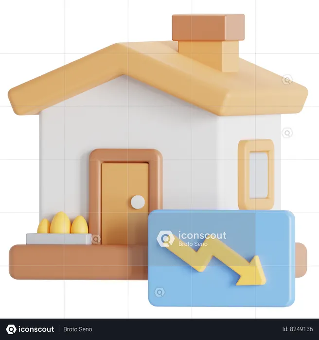 House price down  3D Icon