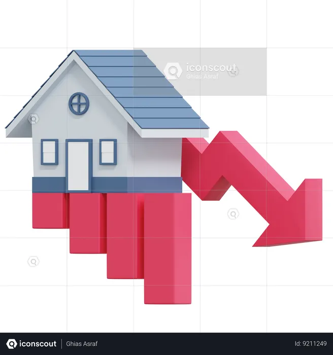 House Price Low  3D Icon
