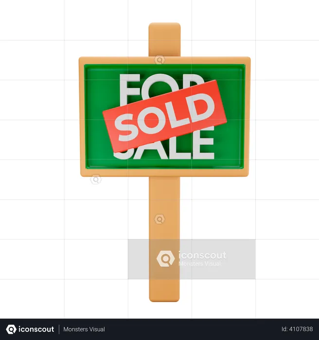 House Sold board  3D Illustration