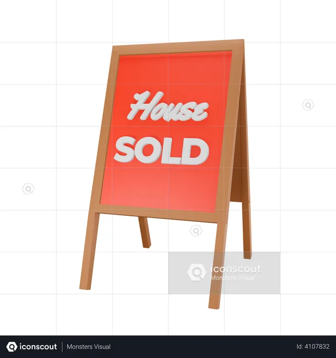 House Sold standboard  3D Illustration