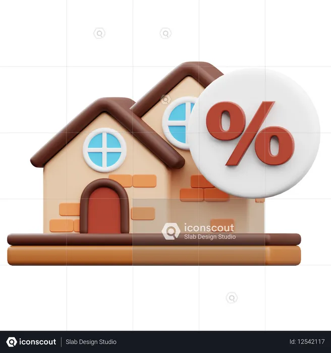 House with Discount Offer  3D Icon