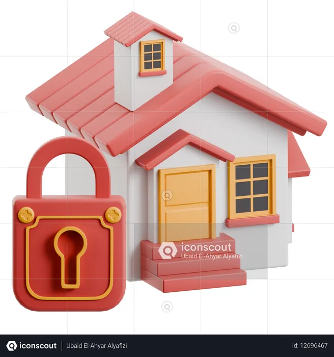 House With Lock  3D Icon