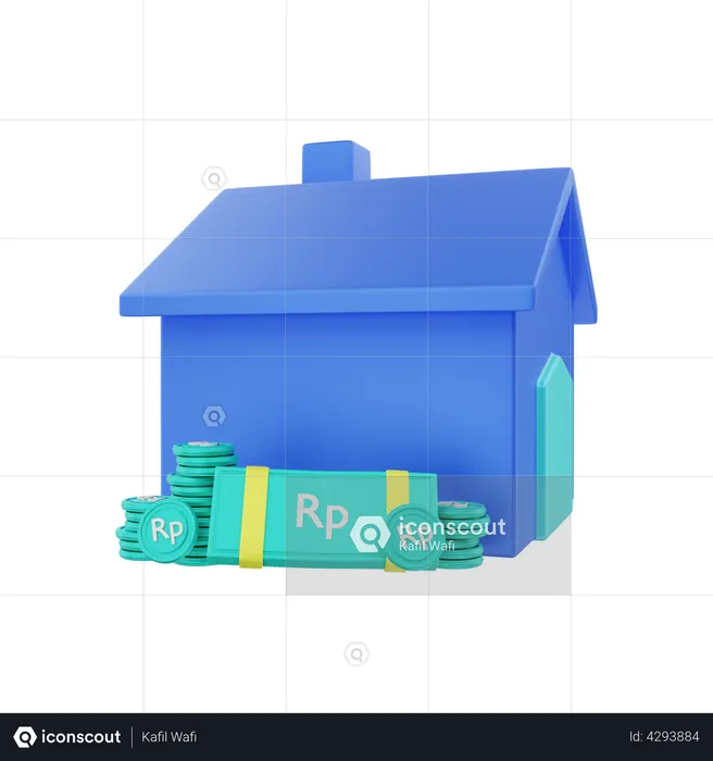 House with Rupiah money  3D Illustration