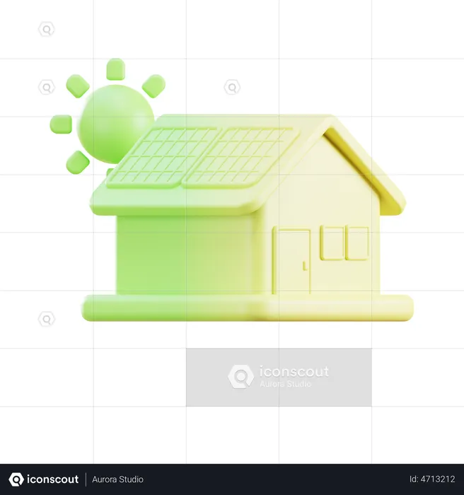 House With Solar Panel  3D Illustration