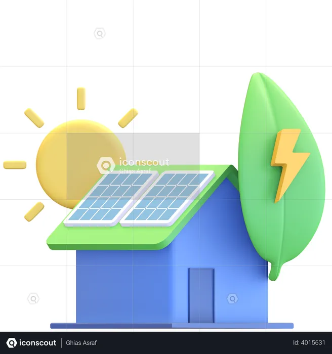 House with solar panel  3D Illustration