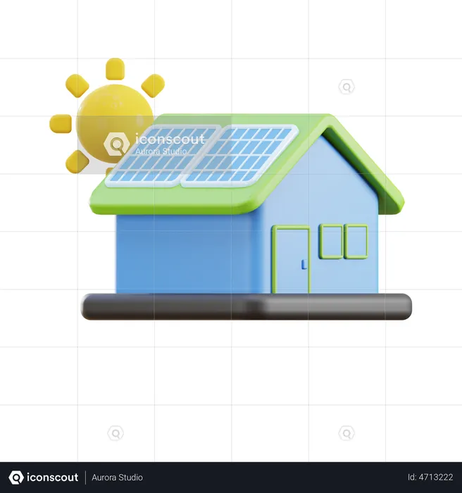 House With Solar Panel  3D Illustration