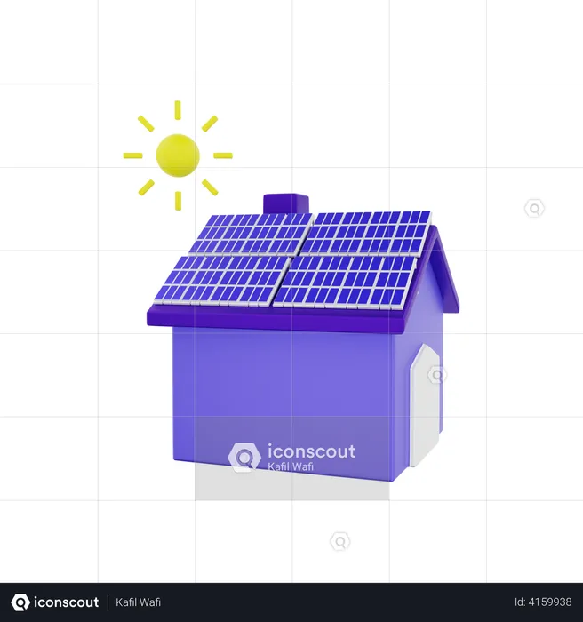 House With Solar Panels  3D Illustration