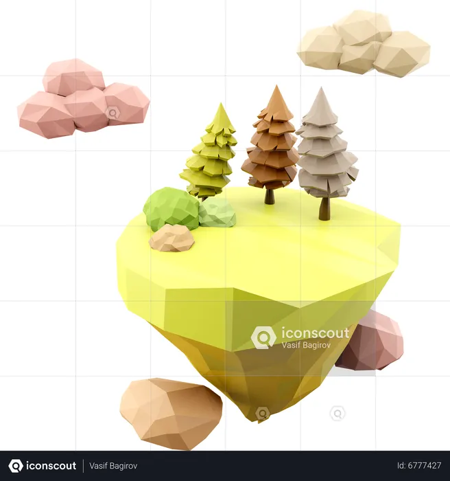Hovering Green Island  3D Icon