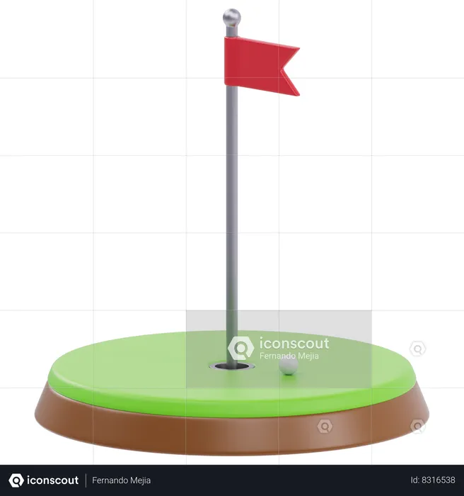 Hoyo de golf  3D Icon