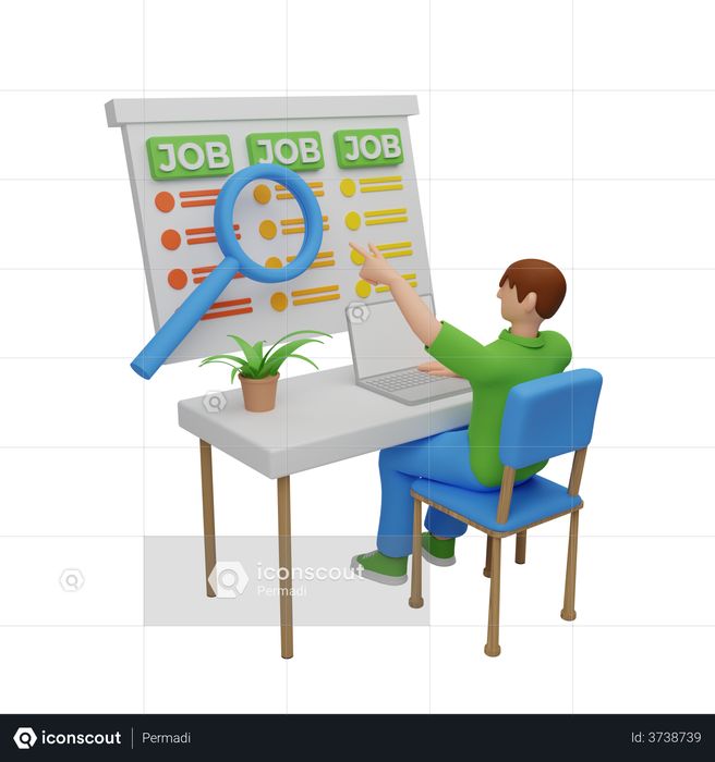 HR managers searching new employee 3D Illustration