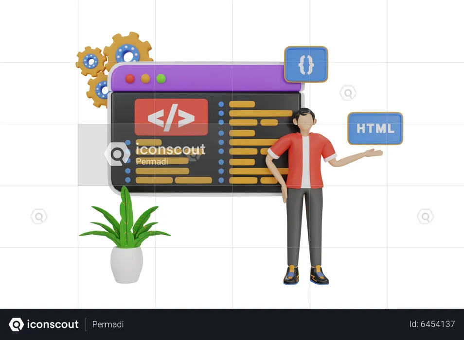 Desenvolvedor HTML  3D Illustration