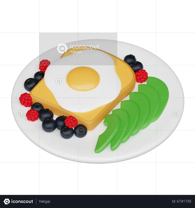 Huevo con aguacate y frutos rojos  3D Icon