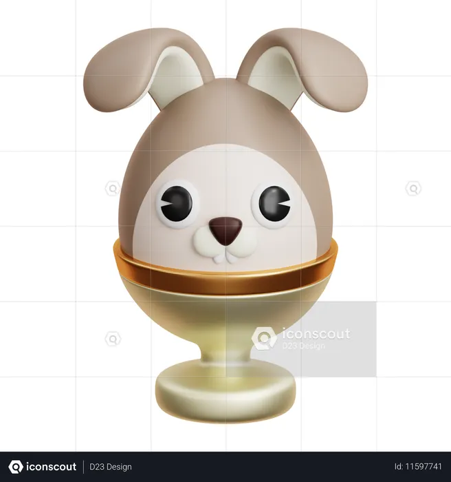Huevo de conejo en soporte  3D Icon