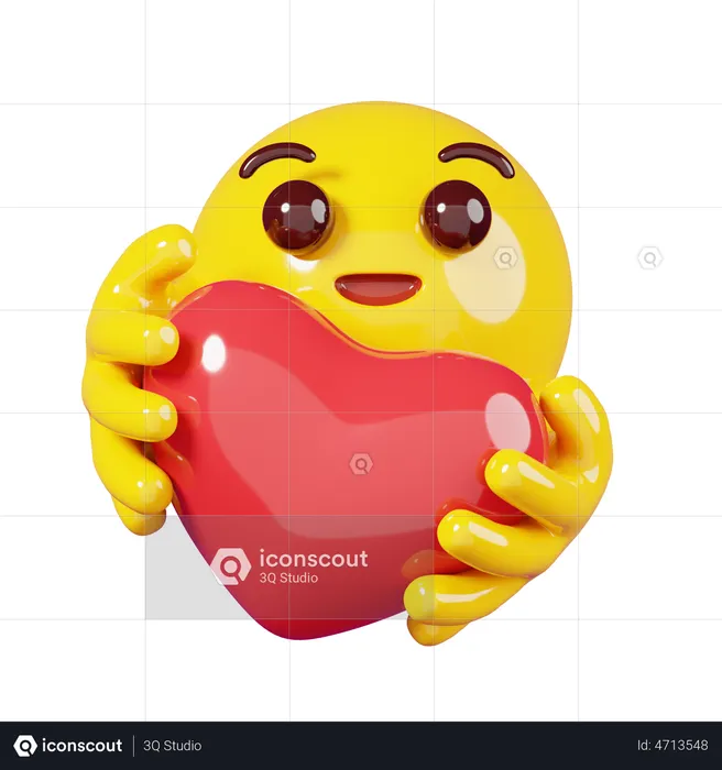 Hugging A Heart Emoji Emoji 3D Illustration download in PNG, OBJ or