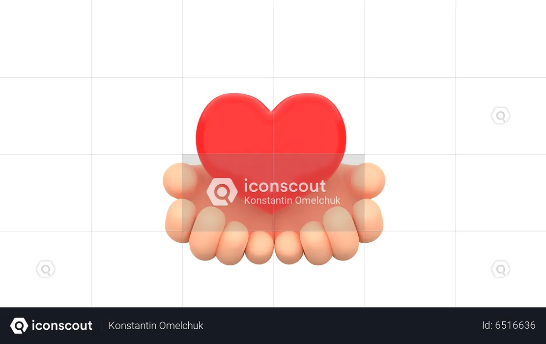 Human hands holding red heart  3D Illustration