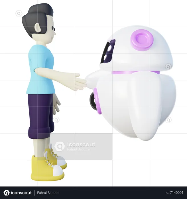 Human Handshake with AI Robot  3D Icon