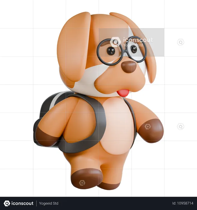 Hund mit Tasche  3D Illustration