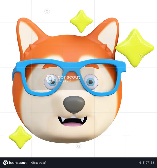 Hund mit lustiger Brille Emoji 3D Emoji