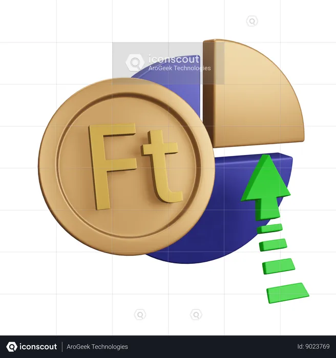 Hungarian Forint Increase Monet Chart  3D Icon