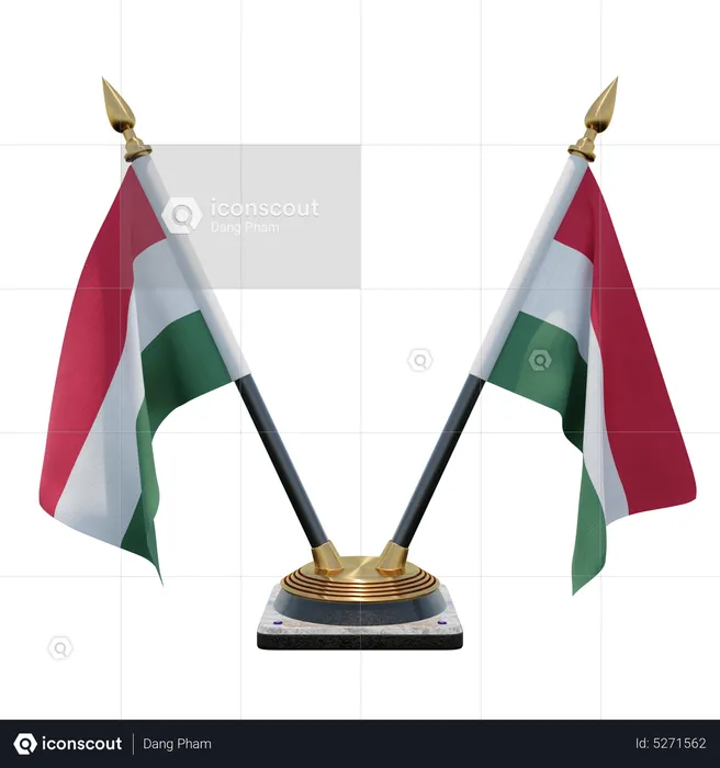 Hungary Double (V) Desk Flag Stand Flag 3D Icon