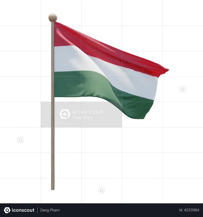 Hungary Flag Pole  3D Flag