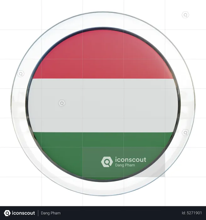 Hungary Round Flag Flag 3D Icon