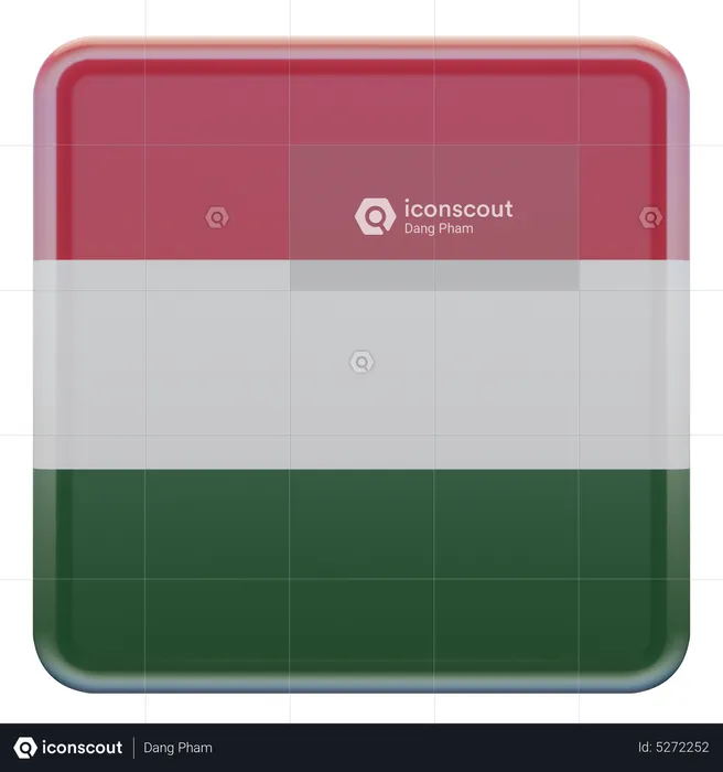 Hungary Square Flag Flag 3D Icon