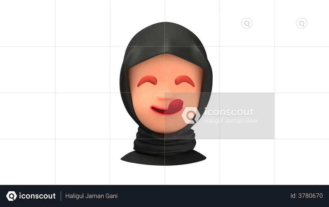 Hungry Arab Woman emoji Emoji 3D Illustration
