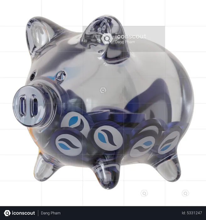 Huobi Token (HT) Clear Glass Piggy Bank  3D Icon