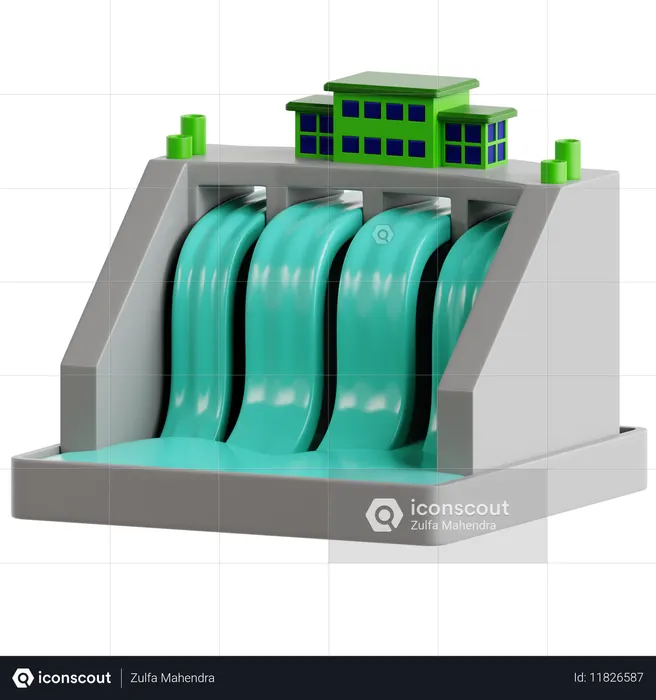 수력 발전  3D Icon
