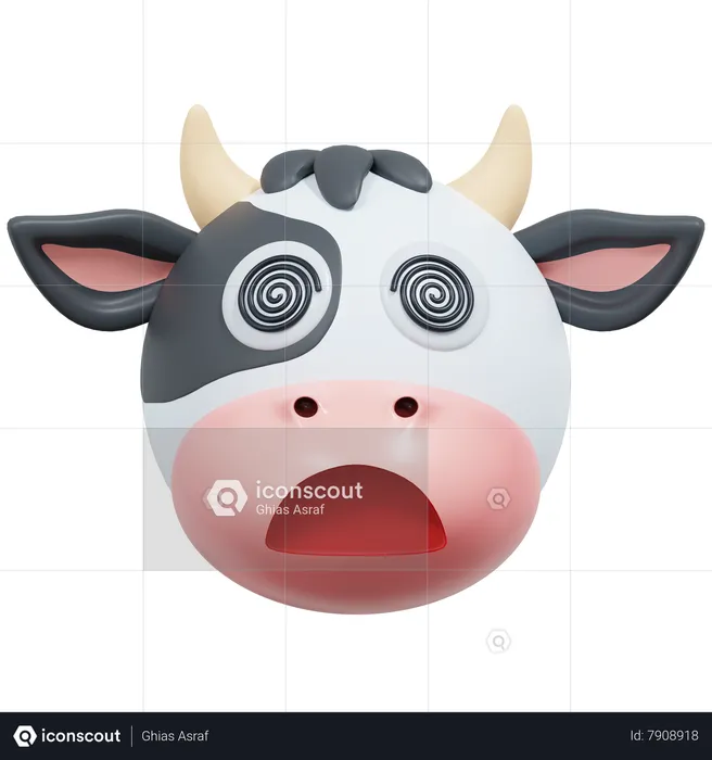 Hypnotized Cow Emoji 3D Icon