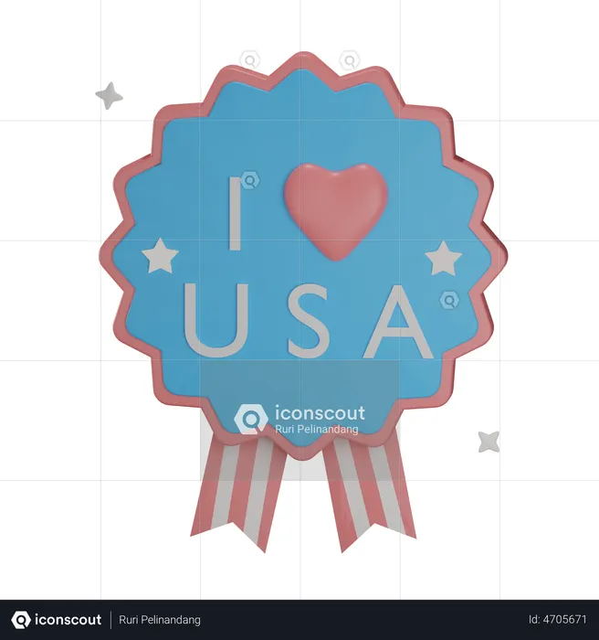 I Love Usa Badhe  3D Illustration