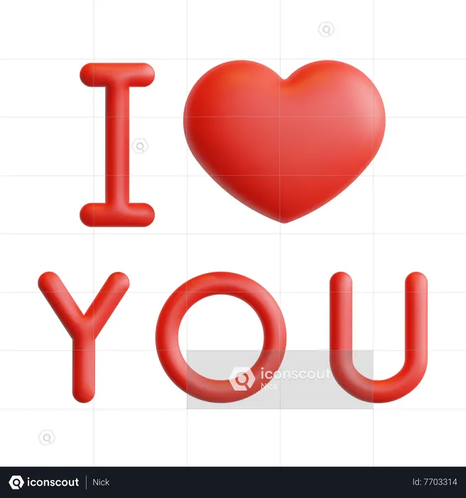 I Love You  3D Icon
